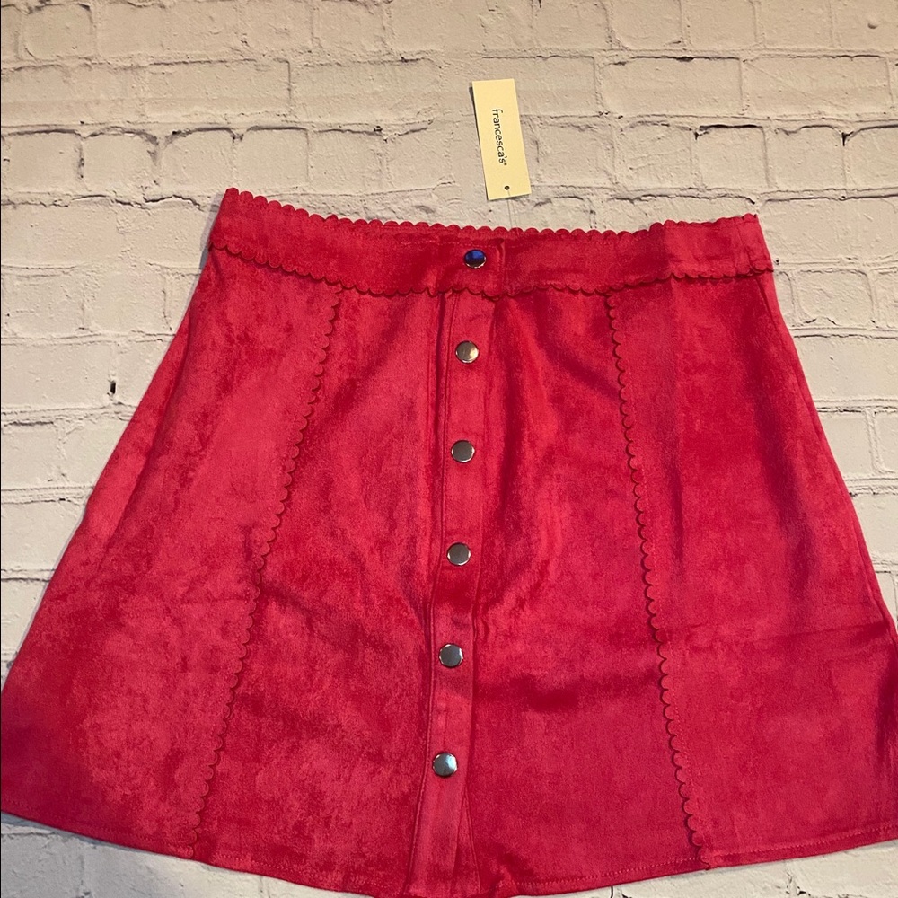 Button Front Scalloped Skirt